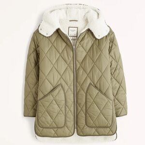 Abercrombie green sherpa-lined jacket, size L